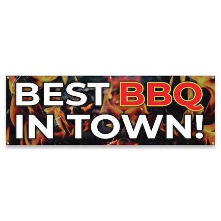 Signmission Best BBQ In Town Banner Concession Stand Food Truck Single Sided B-72-30017